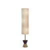 59" Brass and Wood Textured Cylinder Beige Floor Lamp
