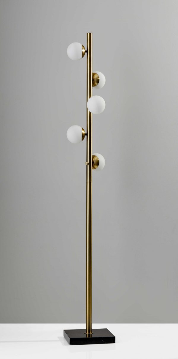Swirled Sphere Brass Metal LED Floor Lamp - Image 2