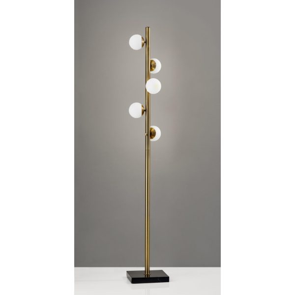 Swirled Sphere Brass Metal LED Floor Lamp - Image 3