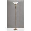 Green Glass Bauble Torchiere Floor Lamp in Burnished Brass Finish - Image 2