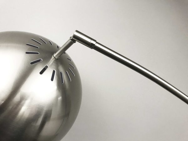 Curved Arm Floor Lamp with Spherical Satin Steel Shade - Image 2