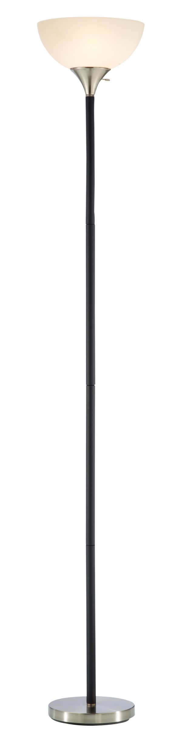 71" Black Arched Floor Lamp With Satin Bowl Shade - Image 2