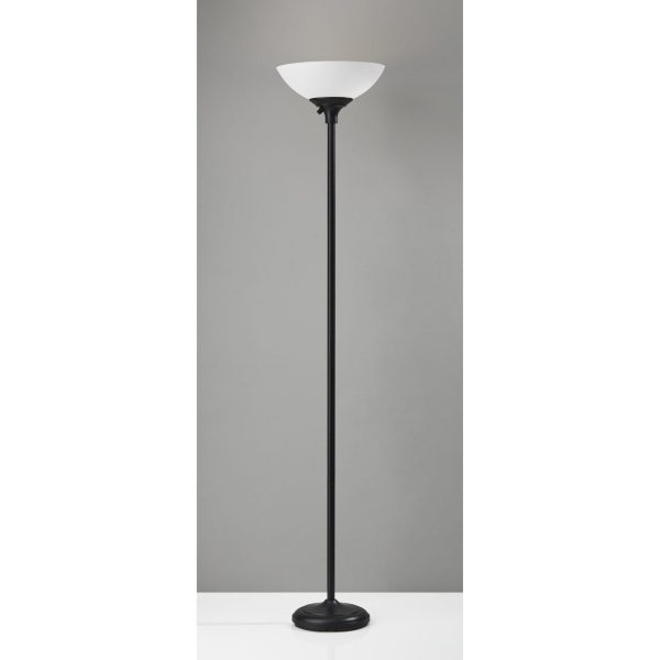 Tailored Black Metal Torchiere with Bright Illumination - Image 2
