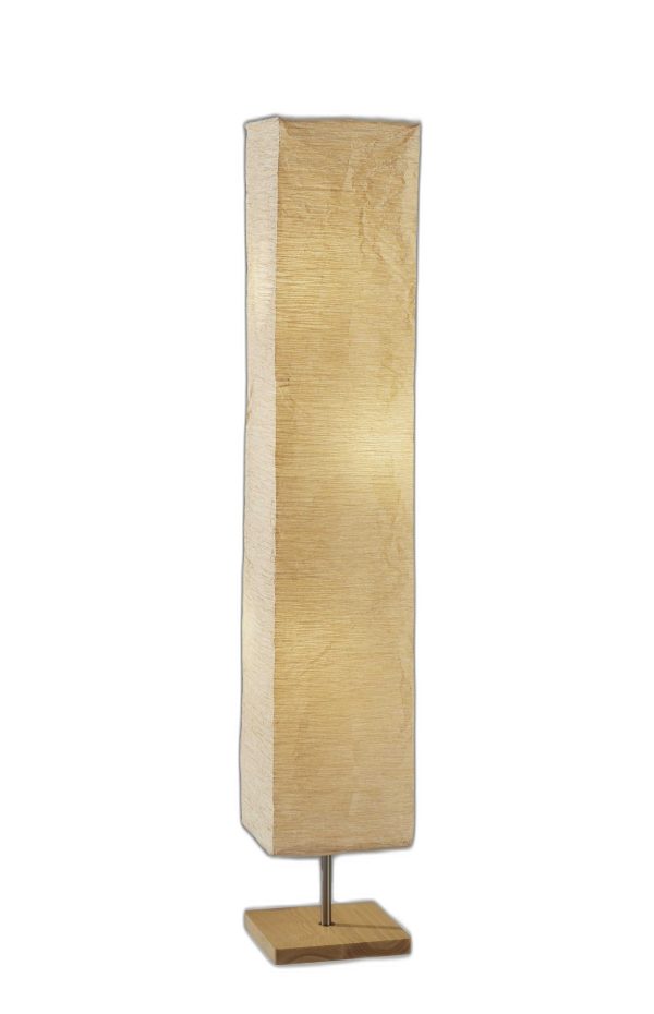 Wildside Paper Shade Floor Lamp with Natural Wood Base - Image 3