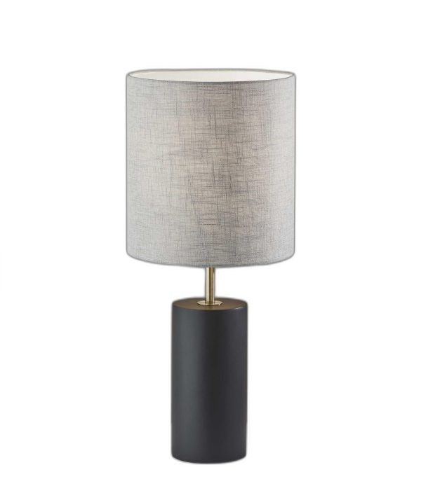 Black Wood Circular Block Table Lamp - Image 2