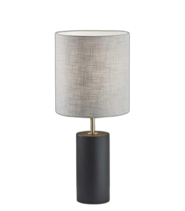 Black Wood Circular Block Table Lamp - Image 3