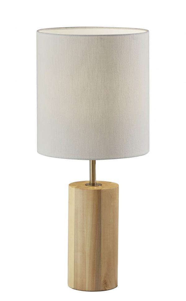 Natural Wood Circular Block Table Lamp - Image 2
