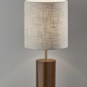Walnut Wood Circular Block Table Lamp