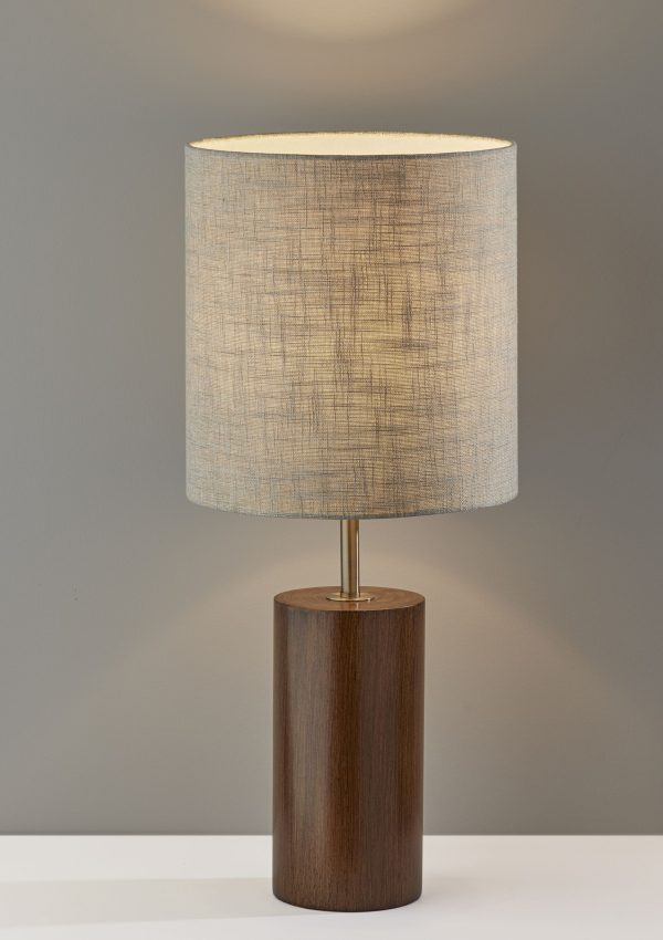 Walnut Wood Circular Block Table Lamp - Image 2