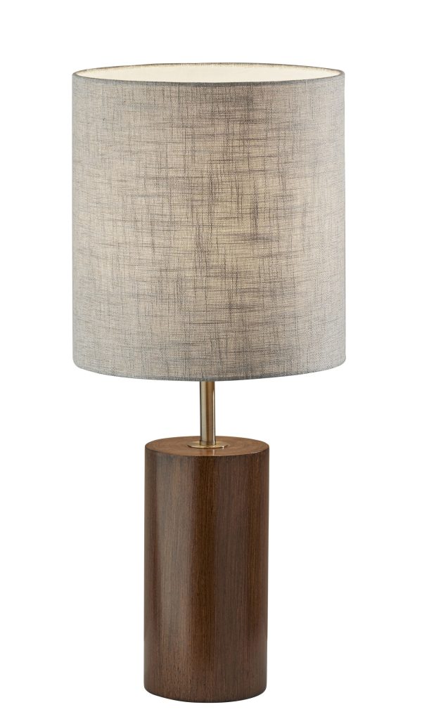 Walnut Wood Circular Block Table Lamp - Image 3