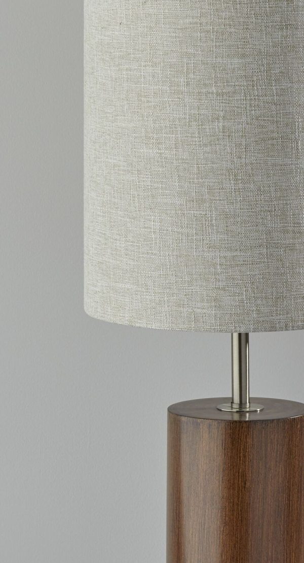 Walnut Wood Circular Block Table Lamp - Image 4