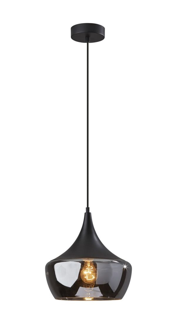 Gnome Smoked Glass Black Metal Pendant Lamp - Image 2