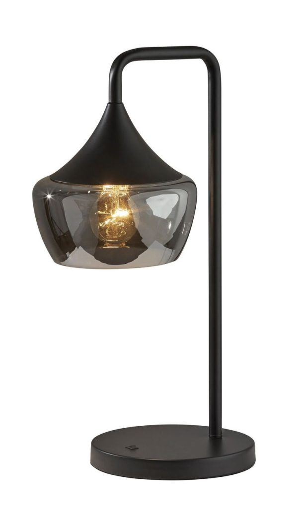Gnome Smoked Glass Black Metal Table Lamp - Image 3