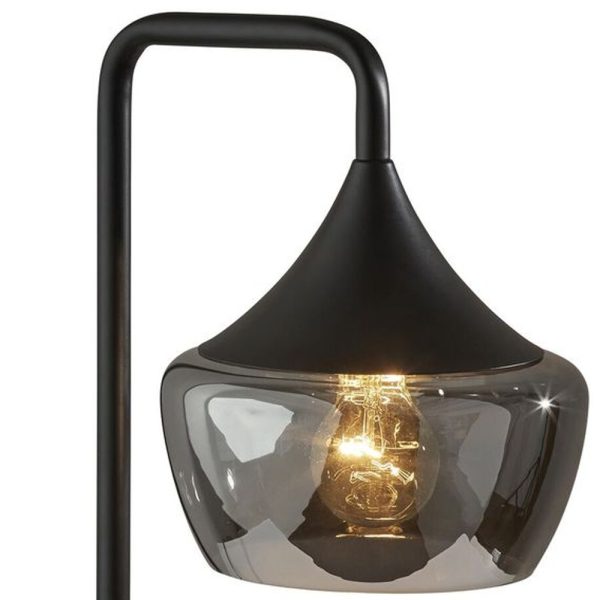 Gnome Smoked Glass Black Metal Table Lamp - Image 4