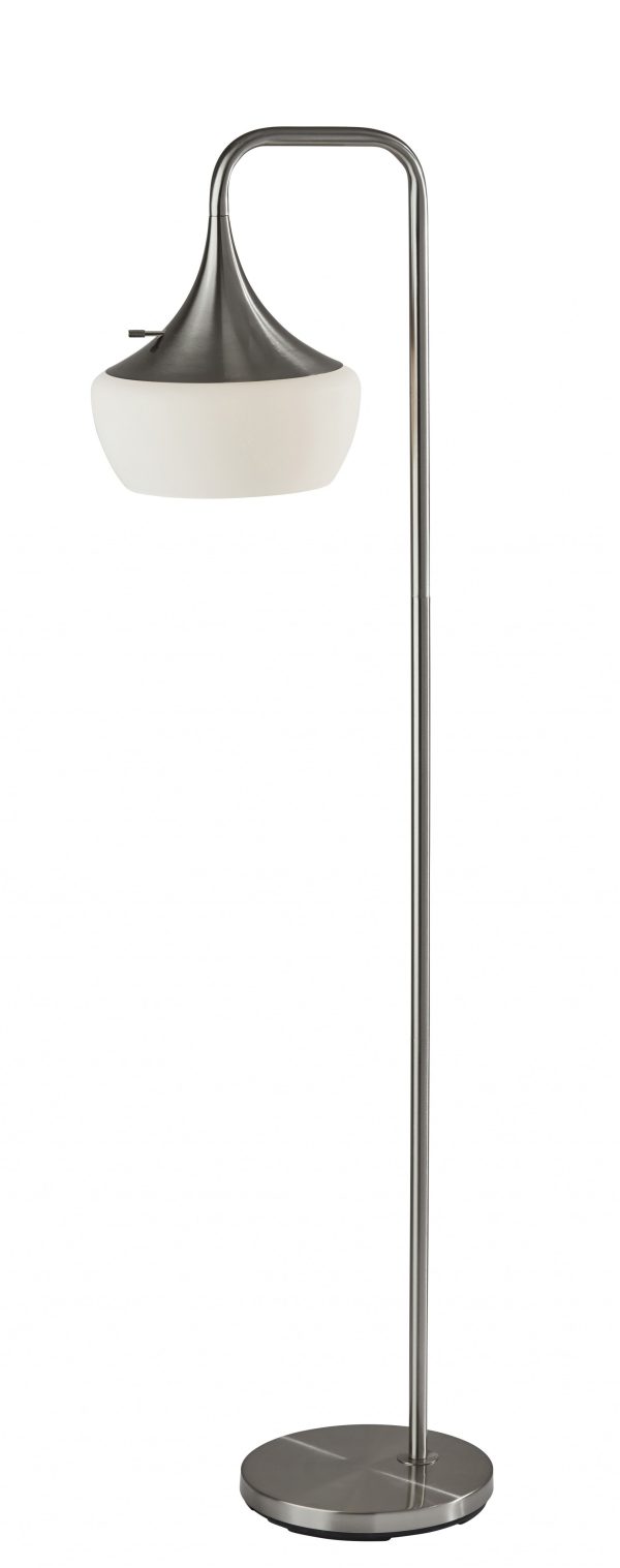 64" Task Floor Lamp With White Bowl Shade