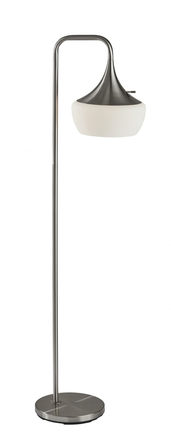 64" Task Floor Lamp With White Bowl Shade - Image 3