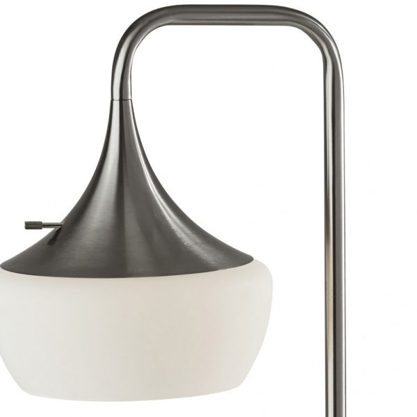64" Task Floor Lamp With White Bowl Shade - Image 4