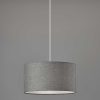 Heather Grey Fabric Shade Electric Drum Pendant