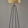 Open Cane Web Natural Shade Floor Lamp with Dark Bronze Base - Image 2