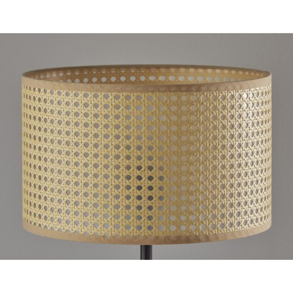Open Cane Web Natural Shade Floor Lamp with Dark Bronze Base - Image 3