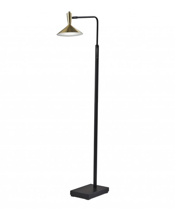 Adjustable Brass Spotlight LED Floor Lamp in Black Metal - Image 2