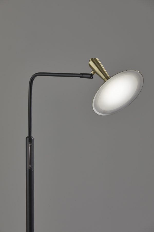 Adjustable Brass Spotlight LED Floor Lamp in Black Metal - Image 3