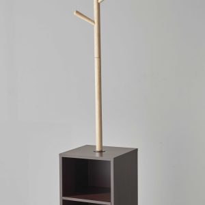 12" X 12" X 69" Walnut Walnut Storage Coat Rack