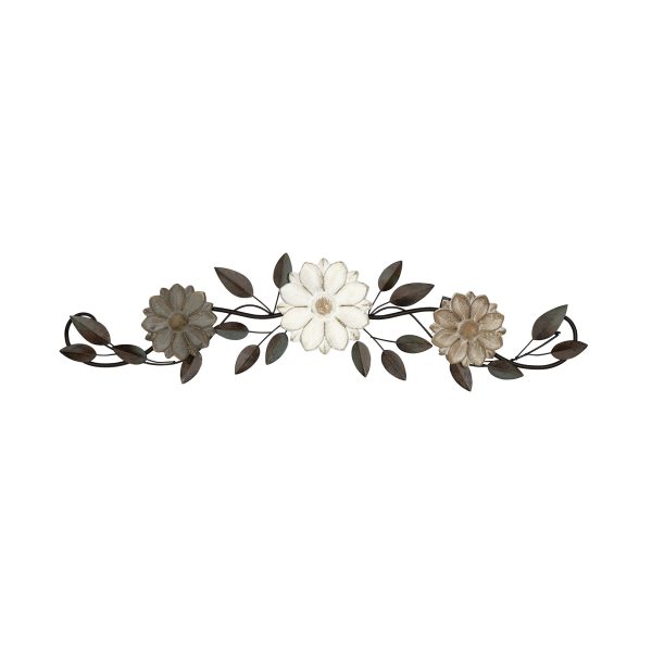 Tri-Color Wood and Metal Floral Over the Door Wall Decor - Image 2