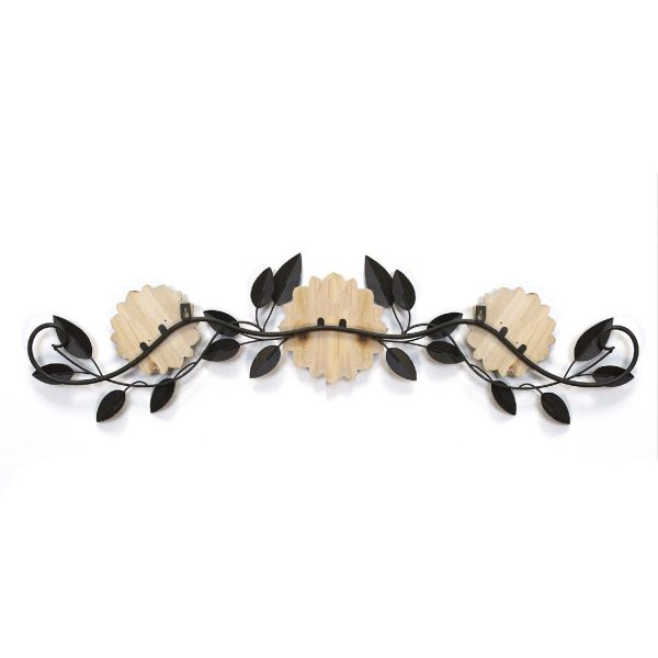 Tri-Color Wood and Metal Floral Over the Door Wall Decor - Image 3