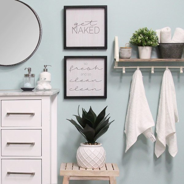 Set of 2 Get Naked  Black Wood Framed Wall Art - Image 2