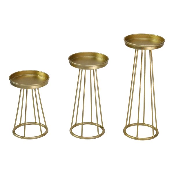 Set of 3 Gold Metal Graduated Candlesticks - Image 2