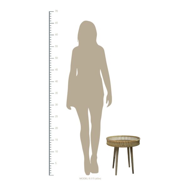 Round Bamboo Rattan Finish End or Side Table - Image 4