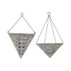 Set of 2 Distressed White & Metal Wall Planters