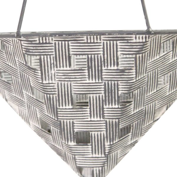 Set of 2 Distressed White & Metal Wall Planters - Image 2