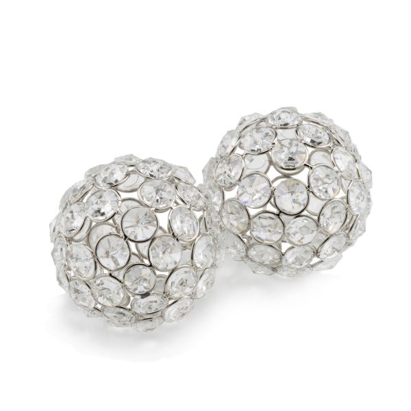 3" Silver Iron and Crystal Spheres Set Of 2 - Image 3