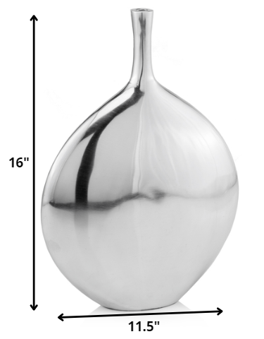 Mod Buffed Silver Long Neck Disc Vase - Image 2