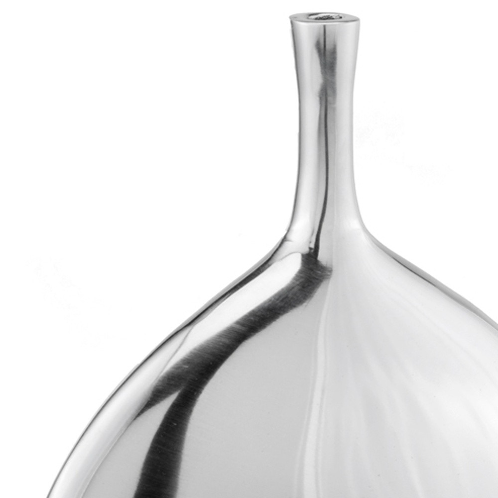Mod Buffed Silver Long Neck Disc Vase - Image 4