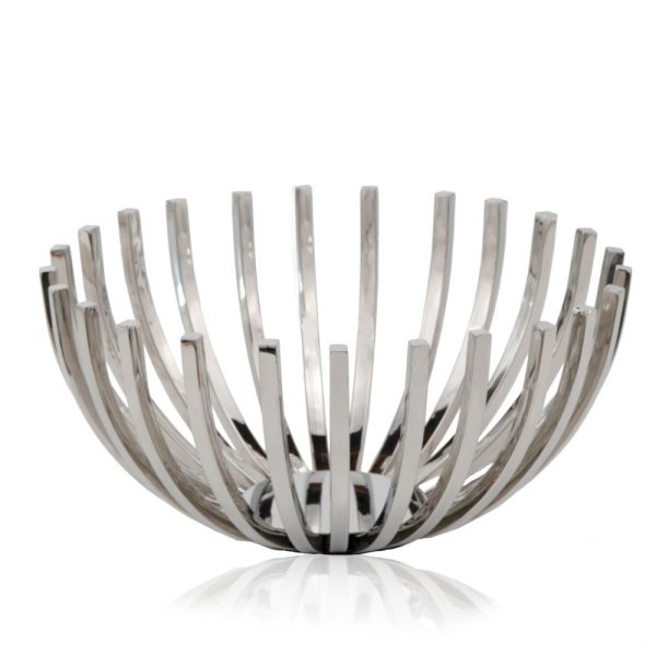 14" Round Stainless Steel Modern Open Centerpiece Bowl - Image 2