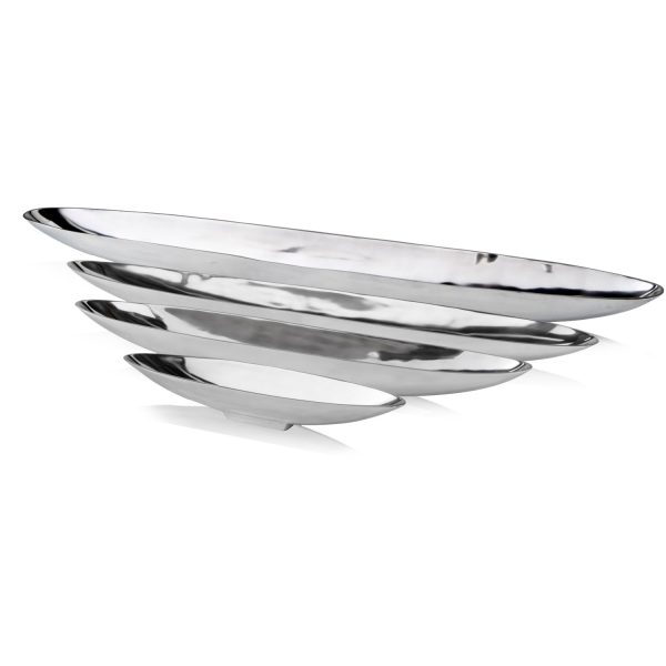 47" Contempo Shiny Silver Extra Large Long Boat Tray - Image 3