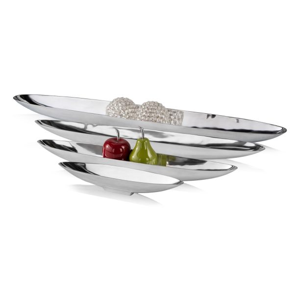47" Contempo Shiny Silver Extra Large Long Boat Tray - Image 4