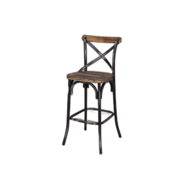 Antique Black Reclaimed Wooden Bar Chair - Image 3