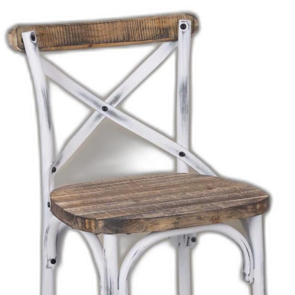 Antique White Wooden Bar Chair - Image 4