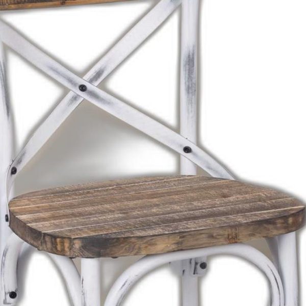 Antique White Wooden Bar Chair - Image 5