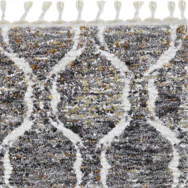 2' x 7' Grey or Sand Wavy Line Runner Rug with Fringe - Image 5