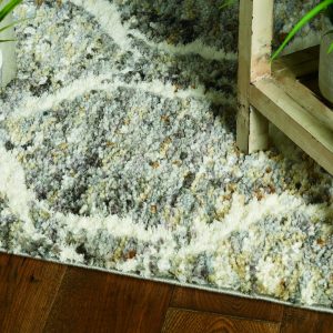 3'x5' Grey Sand Machine Woven Space Dyed Ogee Indoor Area Rug
