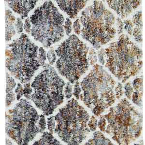 5' x 8' Grey or Sand Geometric Abstract Diamonds Indoor Area Rug with Fringe