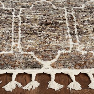 2' x 7' Mocha Mosaic Pattern Runner Rug with Fringe