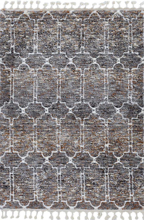 2' x 7' Mocha Mosaic Pattern Runner Rug with Fringe - Image 2