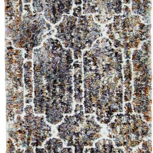 5' x 8' Mocha Geometric Abstract Trellis Indoor Area Rug with Fringe