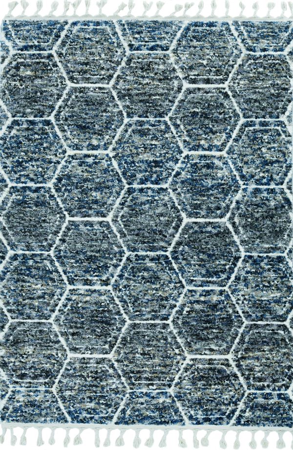 3'x5' Grey Teal Machine Woven Space Dyed Honeycomb Indoor Area Rug - Image 4
